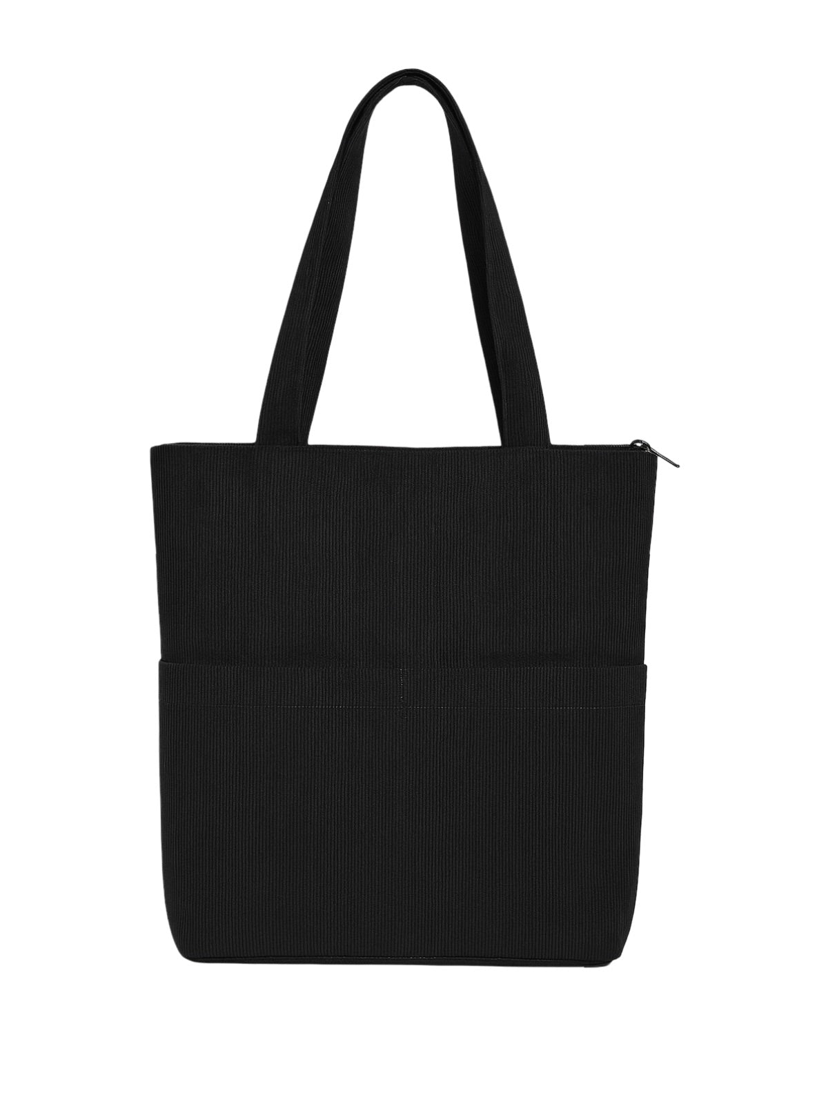 Tote - bag femme, sac shopping velours côtelé, sac fourre - tout grande capacité, sac épaule léger, sac quotidien moderne, modèle Aïcha - Tote - bag - Noir