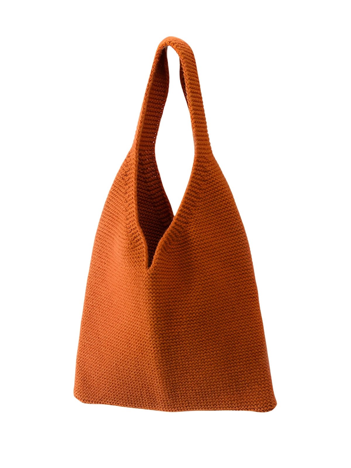 Tote - bag tricoté, sac à main en maille, sac fourre - tout léger, sac épaule souple, sac cabas maman fille, modèle Martine - Tote - bag - Camel S