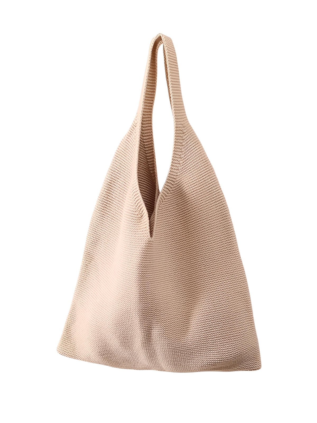 Tote - bag tricoté, sac à main en maille, sac fourre - tout léger, sac épaule souple, sac cabas maman fille, modèle Martine - Tote - bag - Beige S